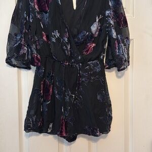 Floral Black Romper